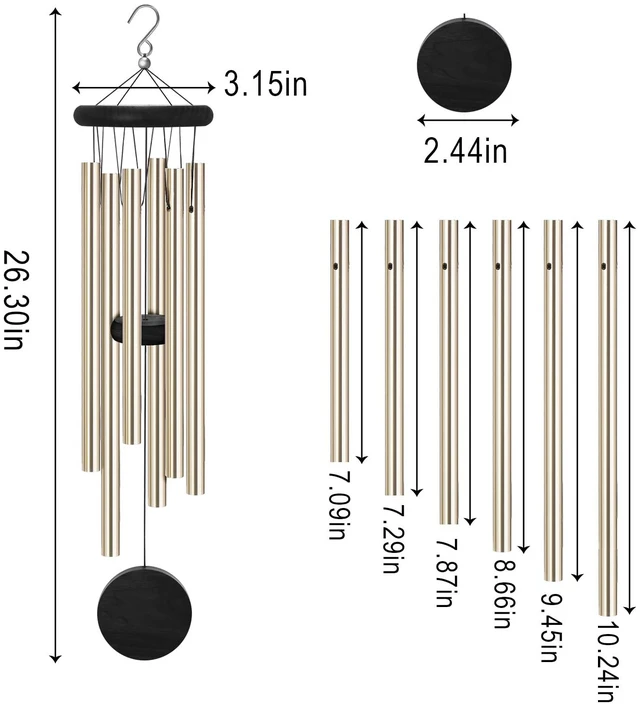 Alt view image 7 of 7 - Memorial Wind Chimes Outdoor with 6 Aluminum Alloy Tubes and Hook, Wind Chimes for Home Decor Garden Patio Outdoor