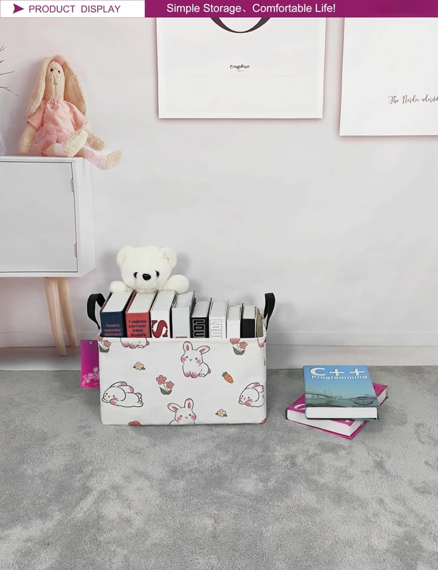 Alt view image 3 of 6 - Rectangular Rabbit Storage Basket Gift Bag | Gifts Bag for Toys,Books,Clothes,Gifts,Pets-Perfect for Home,Office,Nursery,Dorm,Shelf