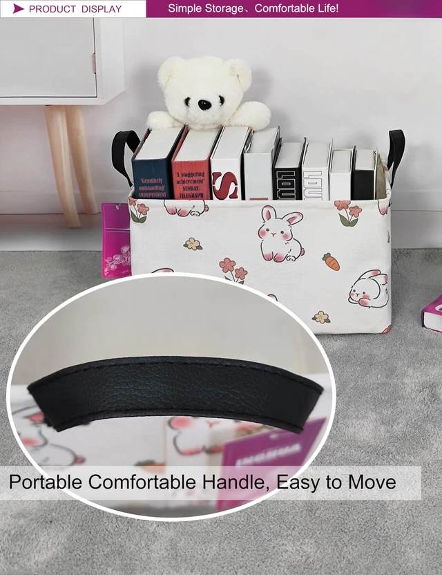 Alt view image 4 of 6 - Rectangular Rabbit Storage Basket Gift Bag | Gifts Bag for Toys,Books,Clothes,Gifts,Pets-Perfect for Home,Office,Nursery,Dorm,Shelf