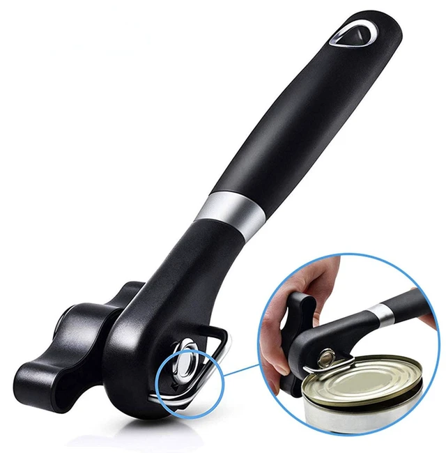 Main image of Side Cut Can Opener, Smooth Edge Manual Can Opener, Black | Safety Side Cut Blade Creates Smooth Edges, Large Soft-Touch Knob and Non-Slip Handle Provide Comfortable Everyday Use