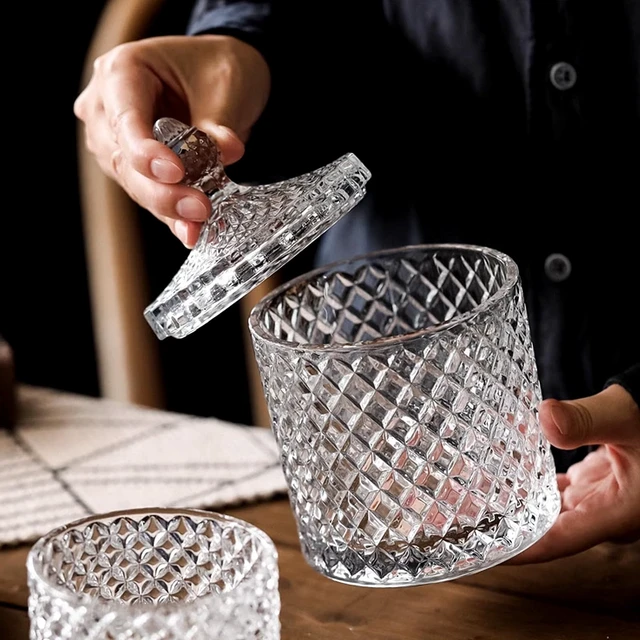 Alt view image 6 of 7 - Q tips holder,Q tip holders,Glass bathroom jar,Glass qtip holders,Q-tip,containers,crystal,cute,for with lid,small,Apothecary jars with lids,candy,dispenser,ball