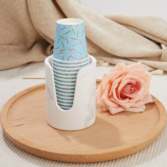 Alt view image 4 of 7 - Bathroom Cup Dispenser, Diatomaceous Earth Mouthwash Cup Holder, Paper Cup Holder for Bathroom Counter, Disposable Cup Dispenser, Guest Bathroom Essentials (Cups Not Included)