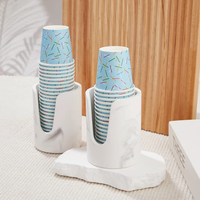 Alt view image 5 of 7 - Bathroom Cup Dispenser, Diatomaceous Earth Mouthwash Cup Holder, Paper Cup Holder for Bathroom Counter, Disposable Cup Dispenser, Guest Bathroom Essentials (Cups Not Included)