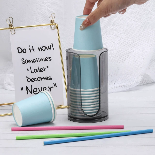 Alt view image 2 of 5 - Small Paper Cup Dispenser - Disposable Cup Storage Holder for Bathroom Vanity Countertop's Rinsing/Mouthwash Cups, Black