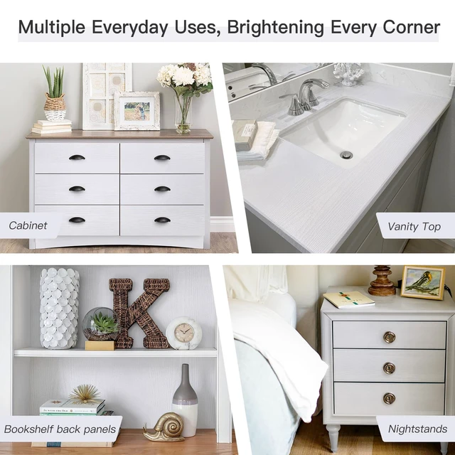 Alt view image 5 of 7 - Peel and Stick Wallpaper Wood Contact Paper Wood Wallpaper White Wood Grain Contact Paper Thicken Textured for Cabinets and Drawers Countertops Waterproof Self Adhesive Vinyl 17.5" x 78.7"