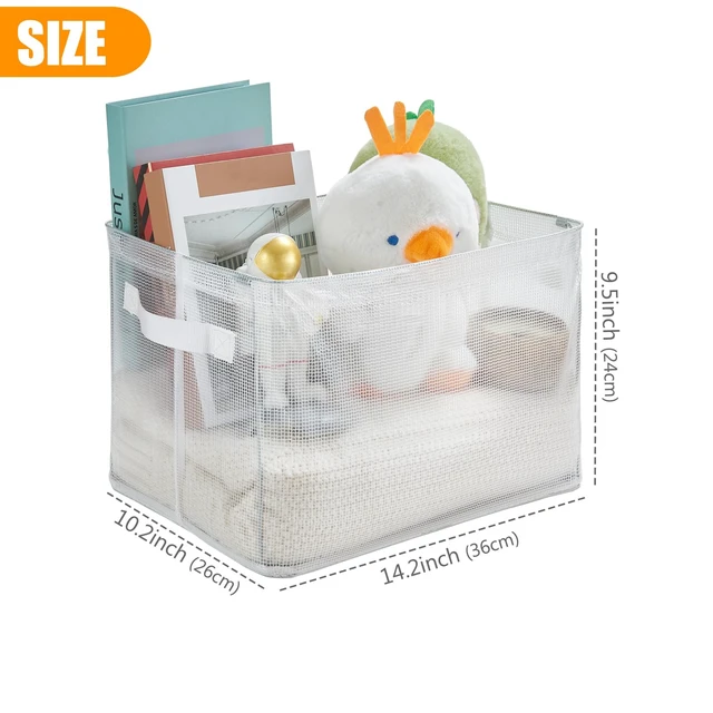 Alt view image 3 of 7 - Clear Large Storage Baskets for Shelves, Collapsible Storage Bins with Handles for Clothes, Sheets, Books | Shelf Baskets for Home and Closet Organizer (Clear, 3 Pack)