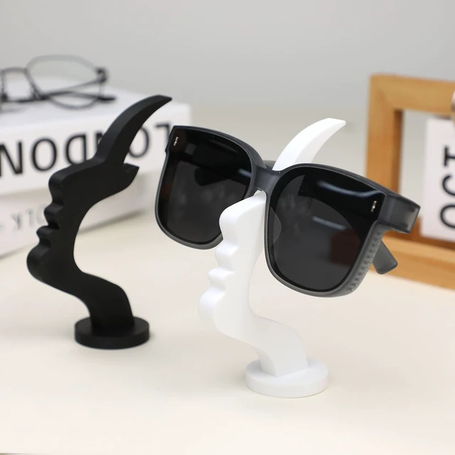 Alt view image 3 of 7 - 2Packs Modern Face Shaped Eyeglass Holder Stand Eyewear Display Rack Desktop Storage Organizer for Glasses Sunglasses 3D Printed Artistic Decor (black and white)