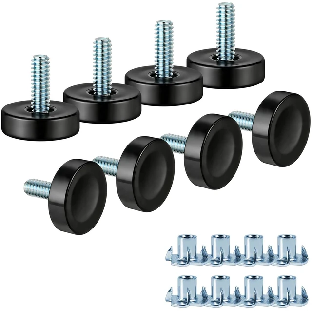 Main image of 1/4" Thread Furniture Feet Levelers, 8PCS Antislip Adjustable Levelers Feet Screw in, Leveling Feet Screw on Furniture Glide Leveling for Table, Chair, Stool, Furniture Legs (1/4")