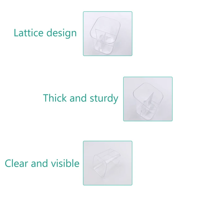 Alt view image 4 of 6 - Acrylic Clear 3 Slots Pencil Pen Holder for Desk, Desktop Makeup Brush Storage Organizer Pen Cup Stand for Office School Home