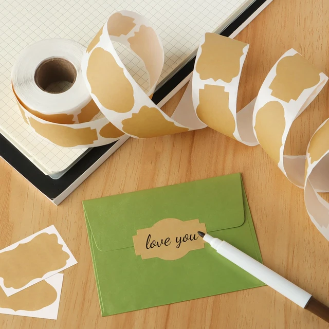 Alt view image 5 of 7 - Kraft Brown Mason Jar & Bottle Label Stickers, 2"x1.2", 300PCS | Blank Kraft Labels, Writable for Jars, Bottles, Gift Wrapping, Food Storage & Crafts, Peel & Stick, Vintage Brown, 3 Designs