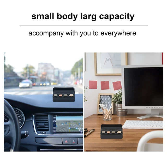 Alt view image 3 of 5 - Coin Holder for Car Change Organizer Storage Money Dispenser Trucks Accessories Box, Mini Organize Coins Case Box Classic Black Premium Plastic Container Quality (Quarter, Dimes) Sorter Lid Car