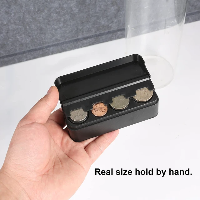 Alt view image 5 of 5 - Coin Holder for Car Change Organizer Storage Money Dispenser Trucks Accessories Box, Mini Organize Coins Case Box Classic Black Premium Plastic Container Quality (Quarter, Dimes) Sorter Lid Car