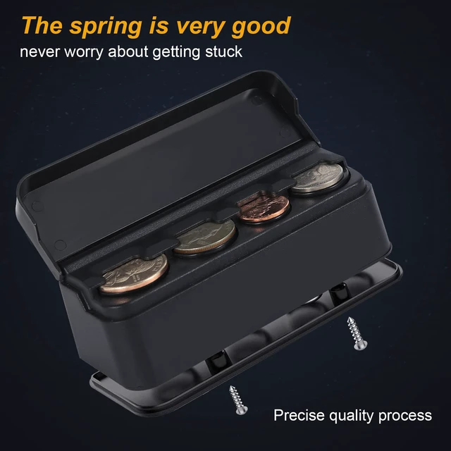 Alt view image 2 of 5 - Coin Holder for Car Change Organizer Storage Money Dispenser Trucks Accessories Box, Mini Organize Coins Case Box Classic Black Premium Plastic Container Quality (Quarter, Dimes) Sorter Lid Car