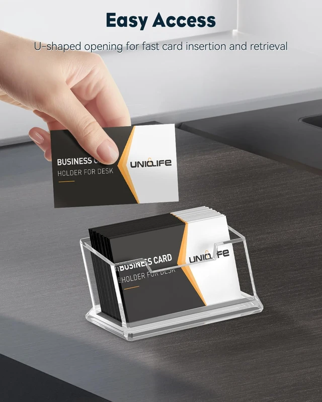 Alt view image 3 of 7 - Acrylic Business Card Holder for Desk, 1 Slot, 60 Card Capacity | Clear Business Card Display Stand for Men & Women Desktop Business Card Organizer Card Stand for Office Home Exhibition