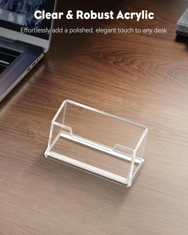 Alt view image 5 of 7 - Acrylic Business Card Holder for Desk, 1 Slot, 60 Card Capacity | Clear Business Card Display Stand for Men & Women Desktop Business Card Organizer Card Stand for Office Home Exhibition