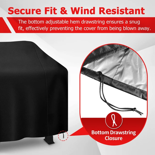 Alt view image 5 of 7 - Grill Cover, 58 inch BBQ Grill Cover for Outdoor Grill, Anti-UV & Fade Resistant Gas Grill Cover, Waterproof Barbecue Grill Covers for Weber, Char-Broil, Nexgrill and More, Black