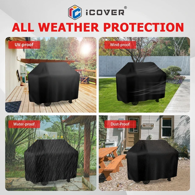 Alt view image 7 of 7 - Grill Cover, 58 inch BBQ Grill Cover for Outdoor Grill, Anti-UV & Fade Resistant Gas Grill Cover, Waterproof Barbecue Grill Covers for Weber, Char-Broil, Nexgrill and More, Black