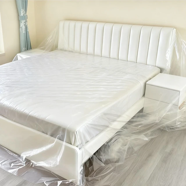 Alt view image 2 of 5 - Plastic Bed Cover - Waterproof Furniture Sofa Couch Protector from Cat Full Extra Large King Queen Bed Storage Dust Cover for Moving