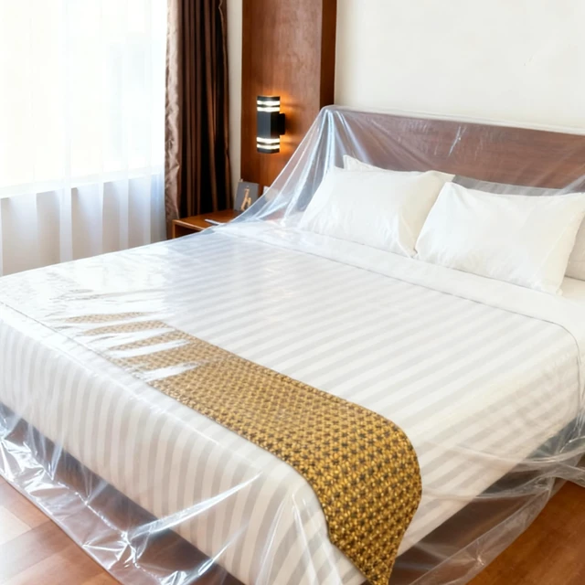 Alt view image 5 of 5 - Plastic Bed Cover - Waterproof Furniture Sofa Couch Protector from Cat Full Extra Large King Queen Bed Storage Dust Cover for Moving