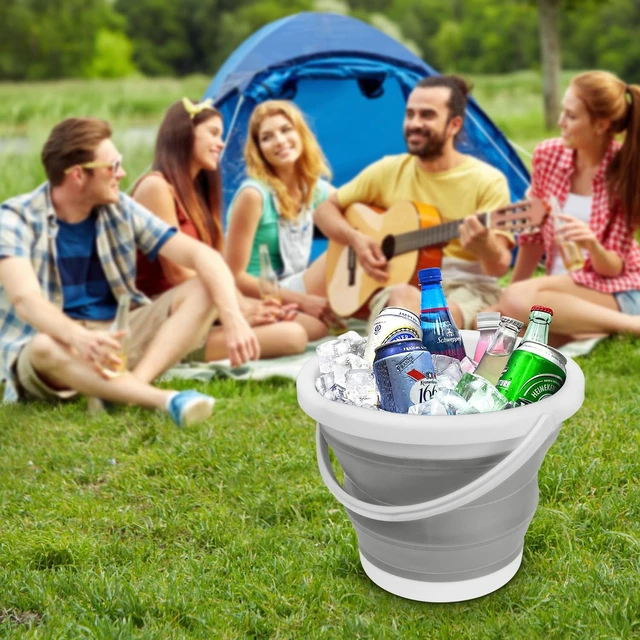 Alt view image 4 of 7 - Collapsible Mop Bucket and Ice Bucket-5L(1.3 Gallon) Household Cleaning Silicone Dust Mops Bucket with no Wringer Set,Portable Bathroom Cleaning Supplies Bucket for Cleaning Caddy Spin Mops for Floor