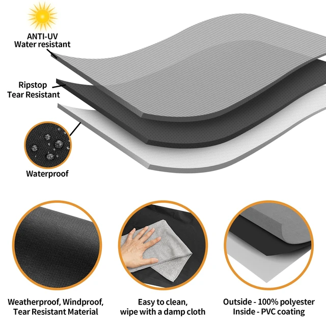 Alt view image 4 of 7 - Grill Cover, BBQ Cover 55 inch,Waterproof BBQ Grill Cover,Fade Resistant Gas Grill Cover, Barbecue Grill Covers, Fits Grill of Weber, Brinkmann, Nexgrill, Black Grill Cover for Outdoor Grill.