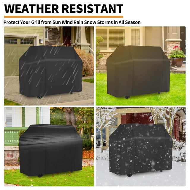 Alt view image 6 of 7 - Grill Cover, BBQ Cover 55 inch,Waterproof BBQ Grill Cover,Fade Resistant Gas Grill Cover, Barbecue Grill Covers, Fits Grill of Weber, Brinkmann, Nexgrill, Black Grill Cover for Outdoor Grill.