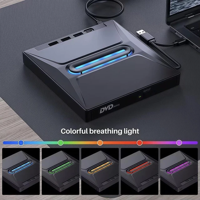 Alt view image 4 of 6 - External Blu-ray Drive, USB BD/DVD/CD Burner, Portable Slim Optical Drive with M-DISC Support, Plug & Play for Laptop, Desktop, Gaming Consoles