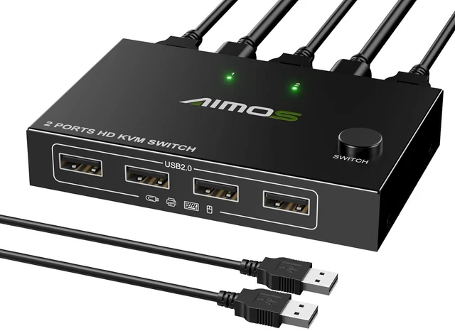 Main image of MLEEDA HDMI 2 Port KVM Switch 1 Monitor, HDMI and USB Switch for 2 Computers Share one Set of Keyboard Mouse Printer and UHD Monitor Support 4K@30Hz, Plug and Play, no External Power Supply Required