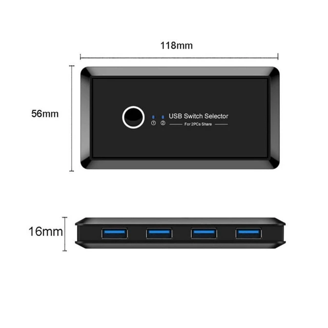 Alt view image 7 of 7 - Chenyang USB 3.0 KVM Sharing Switch Selector 2 Computers Sharing 4 USB Devices for Keyboard Mouse Scanner Printer