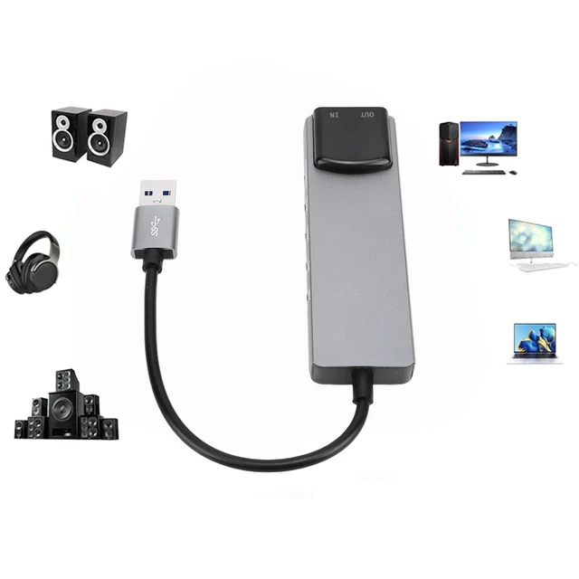 Alt view image 6 of 7 - Gugxiom 7.1 USB Surround Sound Card, 5.1 External Sound Card with SPDIF Digital Audio, for Laptop PC