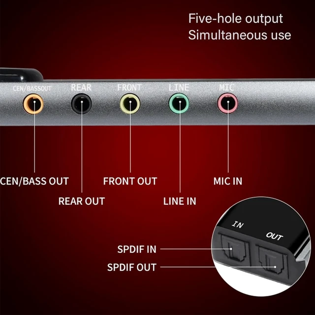 Alt view image 5 of 7 - Gugxiom 7.1 USB Surround Sound Card, 5.1 External Sound Card with SPDIF Digital Audio, for Laptop PC