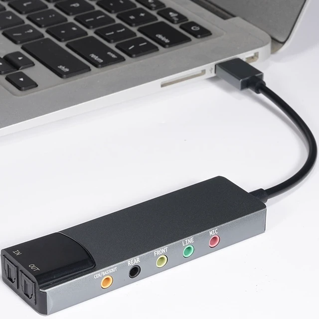 Alt view image 7 of 7 - Gugxiom 7.1 USB Surround Sound Card, 5.1 External Sound Card with SPDIF Digital Audio, for Laptop PC