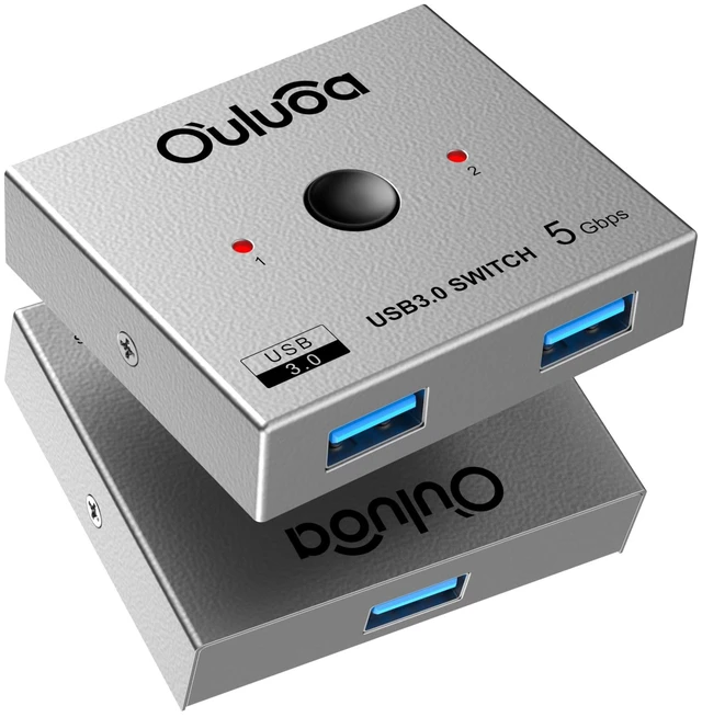 Main image of Ouluoa USB3.0 Bi-Directional Sharing Switch Selector 2 in 1 Out &1 in 2 Out, 5Gbps USB Switcher for 2 Laptops PC Share Keyboard Printer Scanner USB Drive, Multi OS Compatible