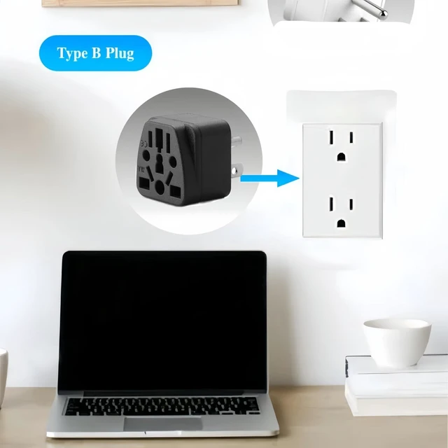 Alt view image 4 of 6 - 2 Pack US Travel Plug Adapter, Type B Wall Outlet Power Charger Converter | EU,AU,UK,CN,to USA(Type B),Grounded 3 Prong for USA Wall Plug