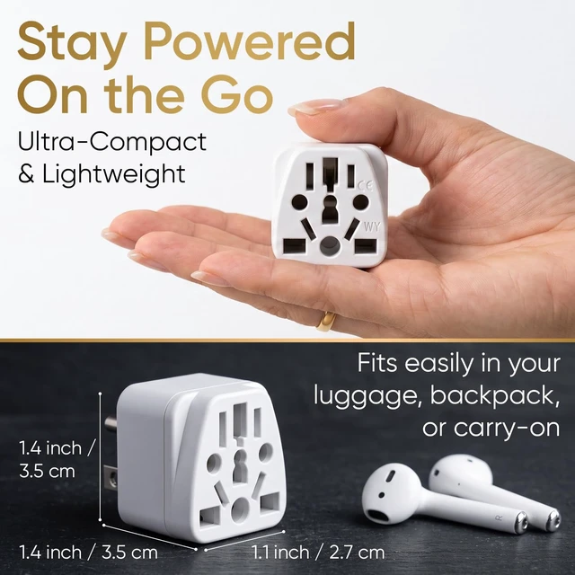 Alt view image 4 of 6 - US Travel Plug Adapter, EU to USA Type B Grounded Plug, 1-Pack | Grounded 3 Prong American Wall Plug, Australia NZ to America Travel Adaptor Pin Converter, Power Outlet Charger
