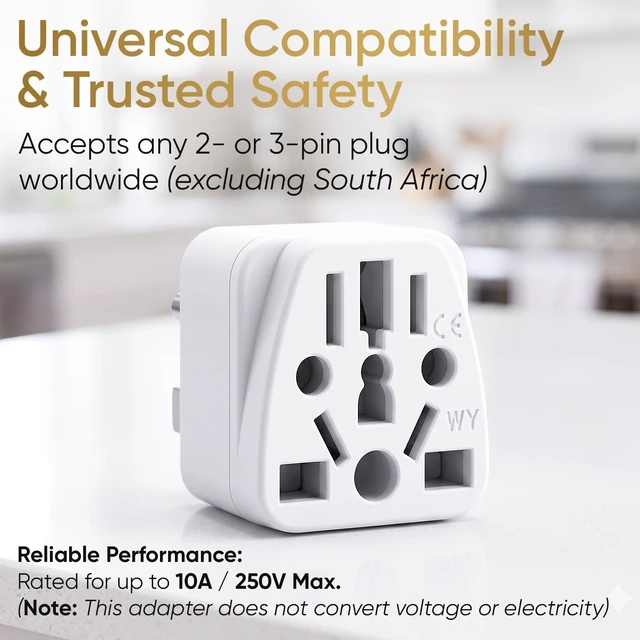 Alt view image 5 of 6 - US Travel Plug Adapter, EU to USA Type B Grounded Plug, 1-Pack | Grounded 3 Prong American Wall Plug, Australia NZ to America Travel Adaptor Pin Converter, Power Outlet Charger