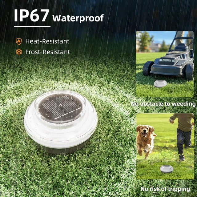 Alt view image 3 of 7 - Mini Solar Pathway Lights Outdoor,2 Pack Flat Solar Ground Lights | IP67 Waterproof Solar Powered Disc Lights,Landscape Lighting for Garden Yard Walkway Luces Patio Driveway,Cool White