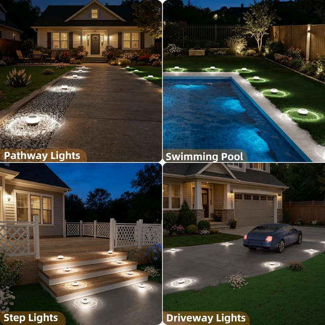 Alt view image 7 of 7 - Mini Solar Pathway Lights Outdoor,2 Pack Flat Solar Ground Lights | IP67 Waterproof Solar Powered Disc Lights,Landscape Lighting for Garden Yard Walkway Luces Patio Driveway,Cool White
