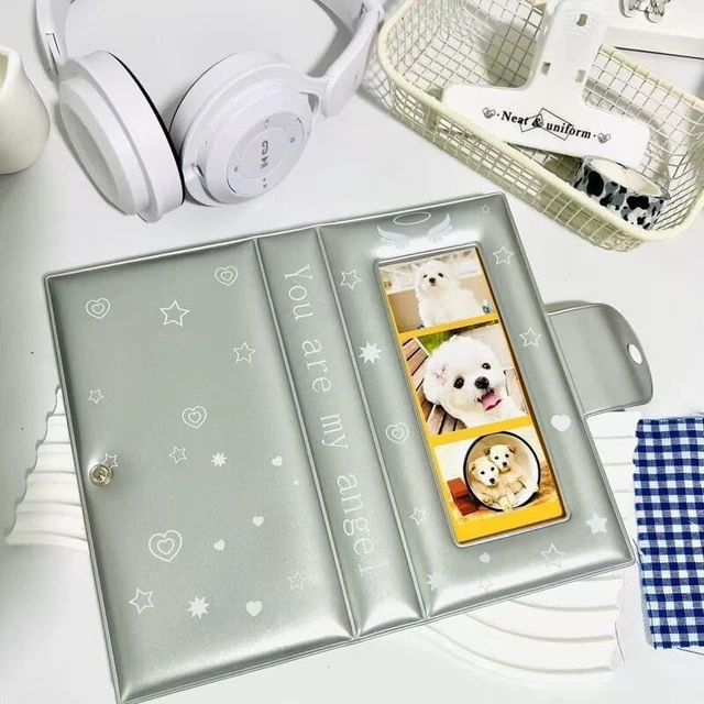 Alt view image 5 of 5 - Photobooth Album Book Cute Photo Booth Album Kpop 2x6 Photo Strips Holder for Party Wedding Event, 40 Pockets (Angel Silver)