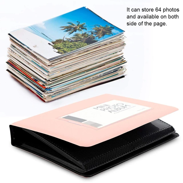 Alt view image 7 of 7 - Mini Photo Album Book, 64 Capacity PVC Blue | 15x11.5cm Compact Size, Double Sided Clear Pockets, Fits 2x3 Prints, Travel Wedding Gift