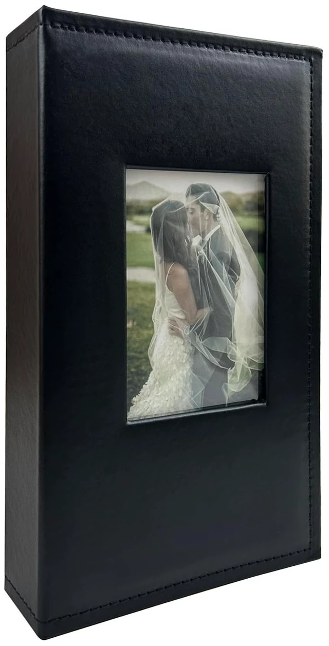 Main image of Wei Long Photo Album 4x6 for 300 Photos Pictures PU Leather Cover for Wedding Albums Family Photo Book Pocket Vacation Birthday Photo Albums Hold (B-Black), 5 Inch-PU-202311-Black