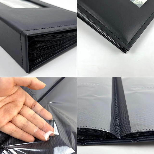 Alt view image 2 of 6 - Wei Long Photo Album 4x6 for 300 Photos Pictures PU Leather Cover for Wedding Albums Family Photo Book Pocket Vacation Birthday Photo Albums Hold (B-Black), 5 Inch-PU-202311-Black