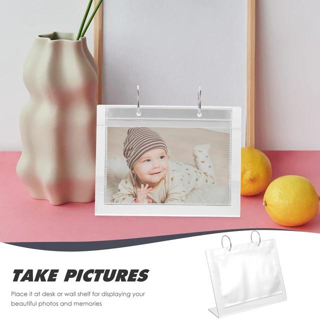 Alt view image 4 of 7 - 6x7inch Photo Albums Desktop Photo Album Collection Acrylic Tabletop Flip Picture Album Photo Frame Photo Display For Home Office Baby Shower Wedding 6inch 34 Pieces Photo Album
