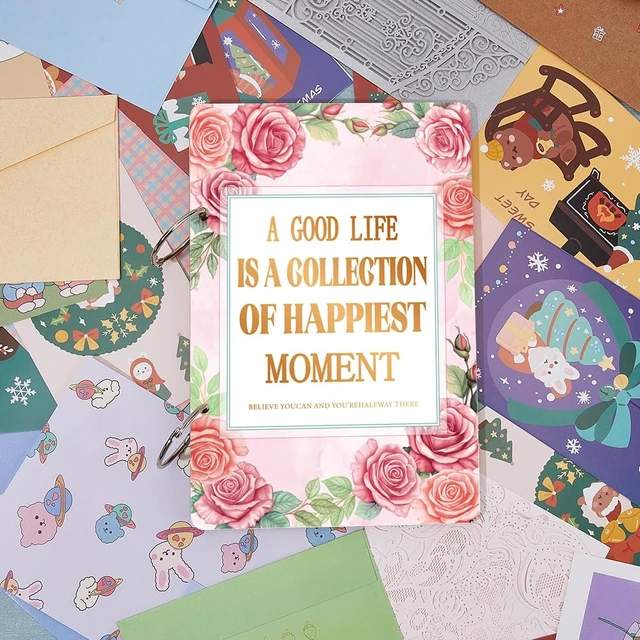 Alt view image 5 of 7 - Gift Card Organizer Greeting Card Book Post Cards Album Flowers | Christmas Holiday Wedding Cards Keepsake Books, Memory Storage Photo Holder Planner Journal, Present for Wife Girlfriend Mom