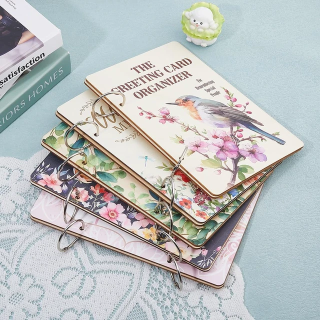 Alt view image 6 of 7 - Gift Card Organizer Greeting Card Book Post Cards Album Flowers | Christmas Holiday Wedding Cards Keepsake Books, Memory Storage Photo Holder Planner Journal, Present for Wife Girlfriend Mom
