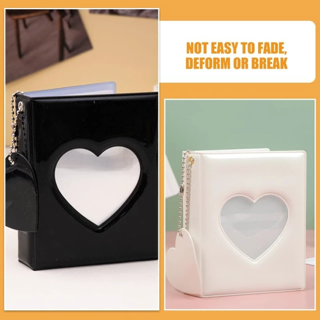 Alt view image 3 of 7 - 2-Pack Mini Photocard Binders with Heart Windows, Black and White | Heart-window covers keep mini prints together while the black-and-white pair separates people, trips or themes at a glance