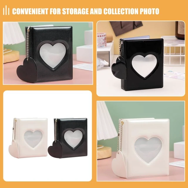 Alt view image 6 of 7 - 2-Pack Mini Photocard Binders with Heart Windows, Black and White | Heart-window covers keep mini prints together while the black-and-white pair separates people, trips or themes at a glance