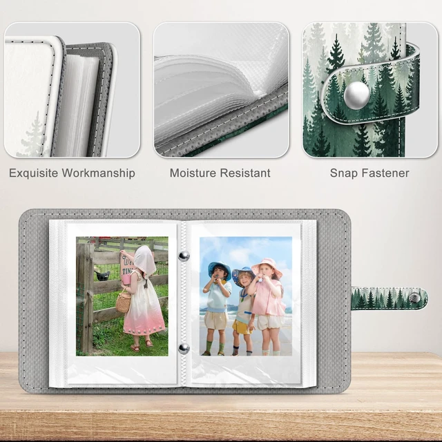 Alt view image 4 of 7 - Mini Photos Album Book for 2x3 Inch Films - 52 Pockets Small Albums | For Fujifilm Instax Mini, Polaroid Hi-Print Pictures, Portable Kpop Photocard Holder, Travel Memory Book, Forest