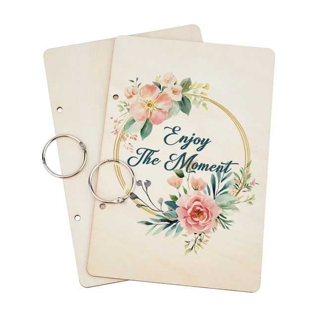 Alt view image 2 of 7 - Enjoy the Moment Greeting Card Holder Organizer Wooden Card Keeper Binder Planning Book Flowers Birthday Cards Keeper Photo Album Cover Graduation Wedding Planner Journal Keepsake Gift