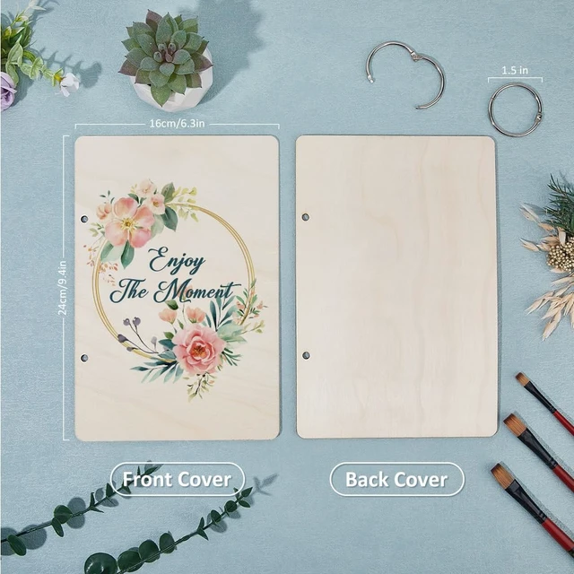 Alt view image 3 of 7 - Enjoy the Moment Greeting Card Holder Organizer Wooden Card Keeper Binder Planning Book Flowers Birthday Cards Keeper Photo Album Cover Graduation Wedding Planner Journal Keepsake Gift